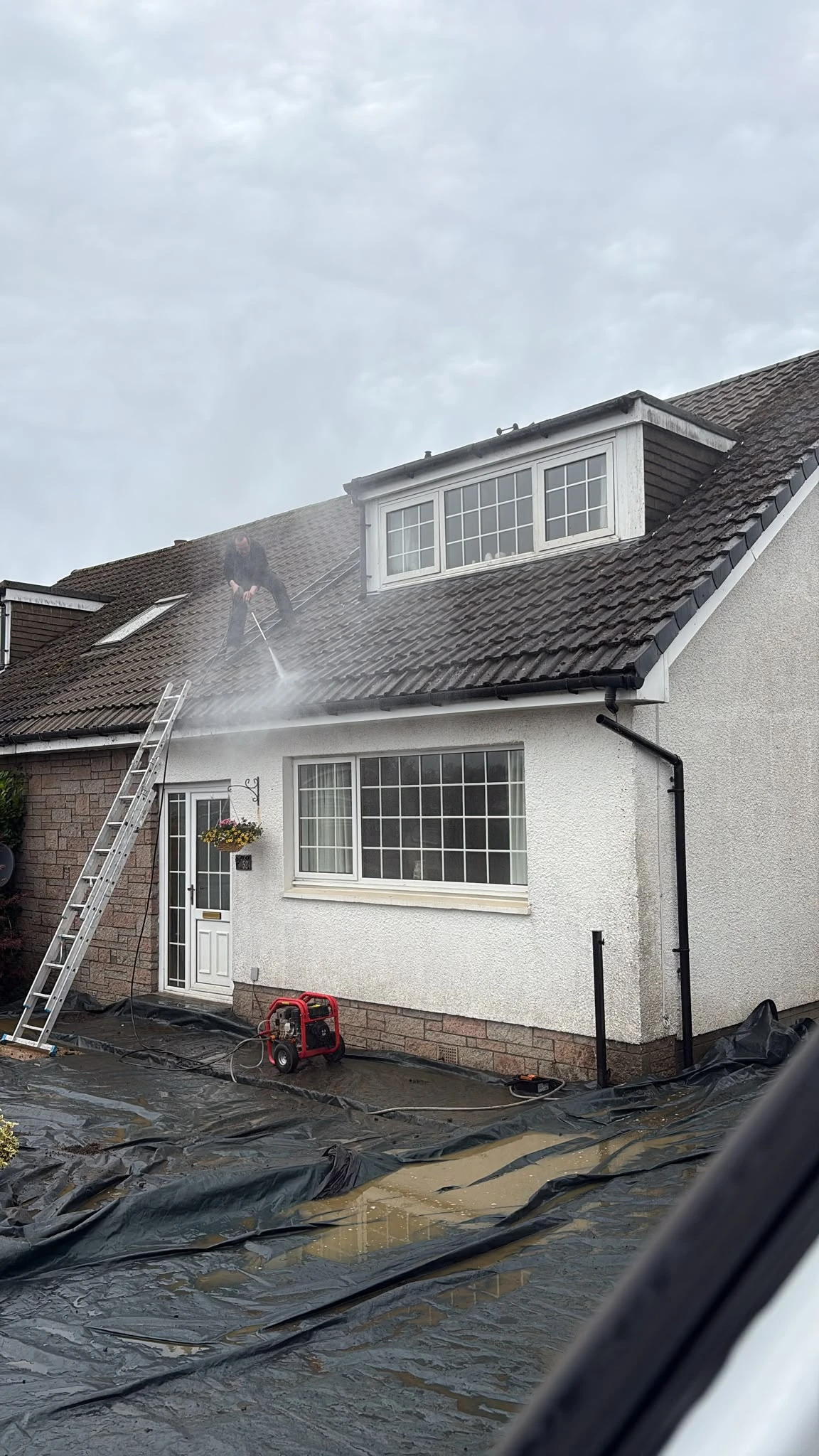 Roof cleaning in progress — Hamilton