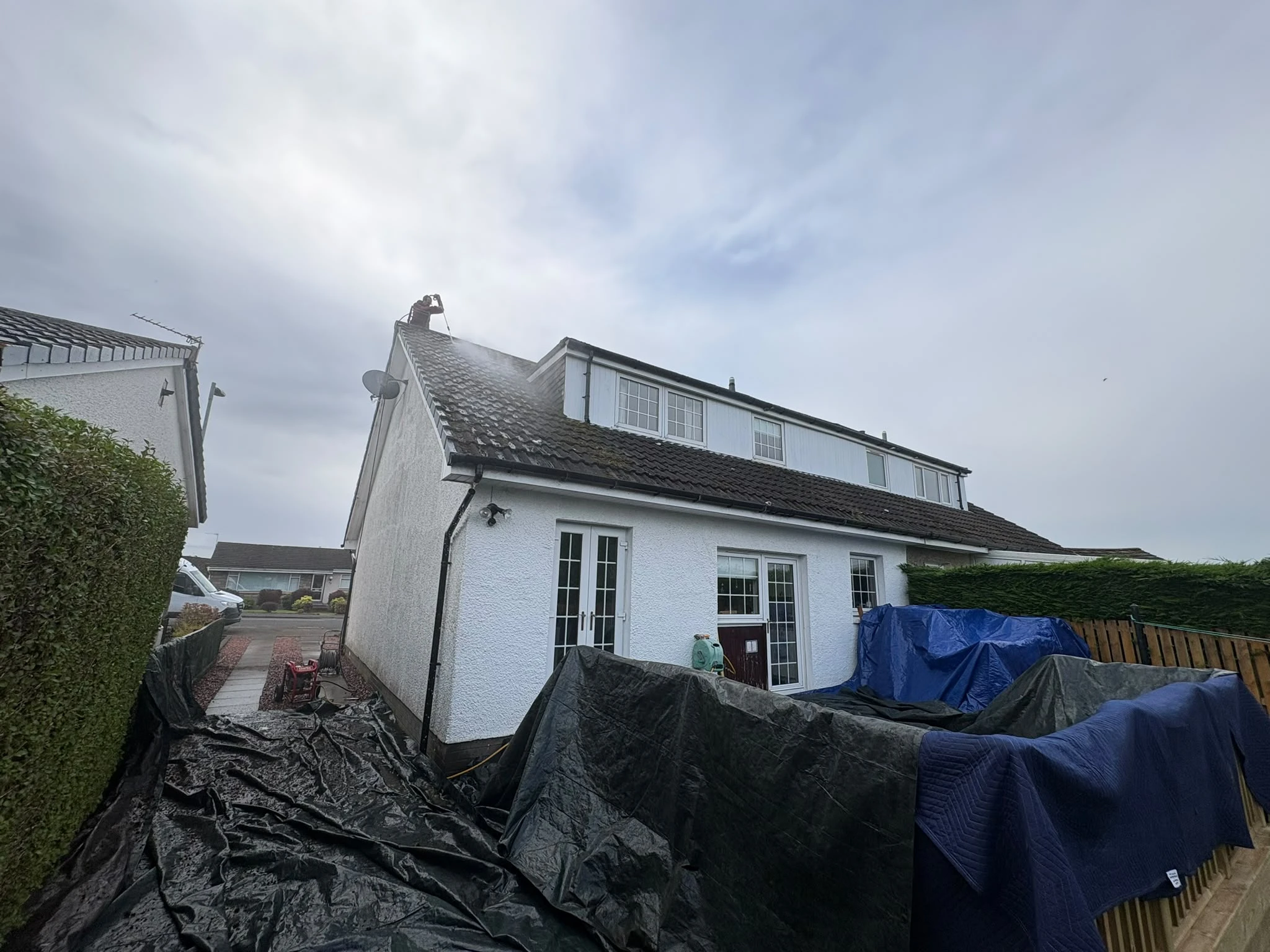 Rear roof cleaning in progress — Hamilton