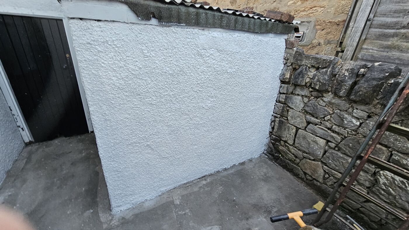 Close-up of completed polymer wall coating